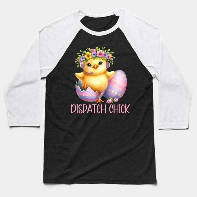 Dispatch Chick Funny Easter Dispatcher Thin Gold Line for 911 First Responders Baseball T-Shirt by Shirts by Jamie